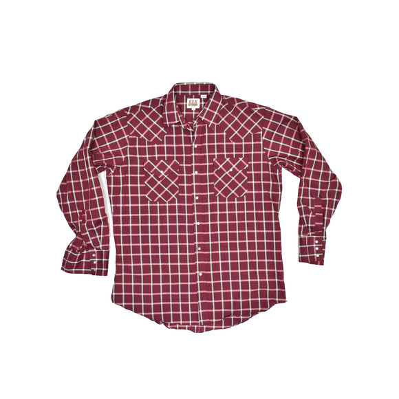 ELY Cattleman Plaid Western Pearl Snap Shirt Regular Size L - Picture 1 of 8